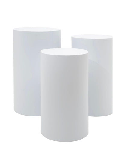 Metal Cylinder Pedestals 3PC Set - White