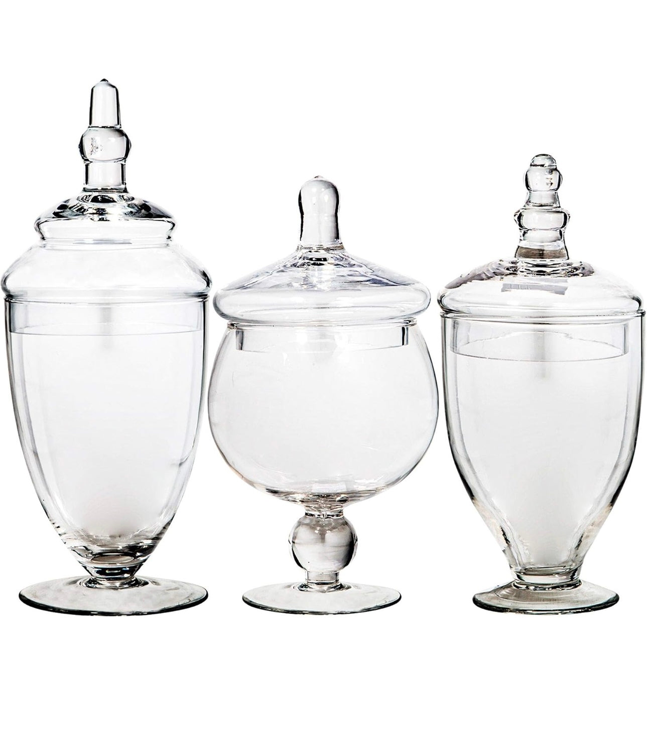 clear glass apothecary jars